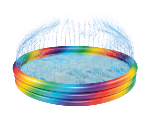 Happy People Rainbow 3-Ring-Pool, 150 x 24 cm, mit Sprinklerfunktion, 77421